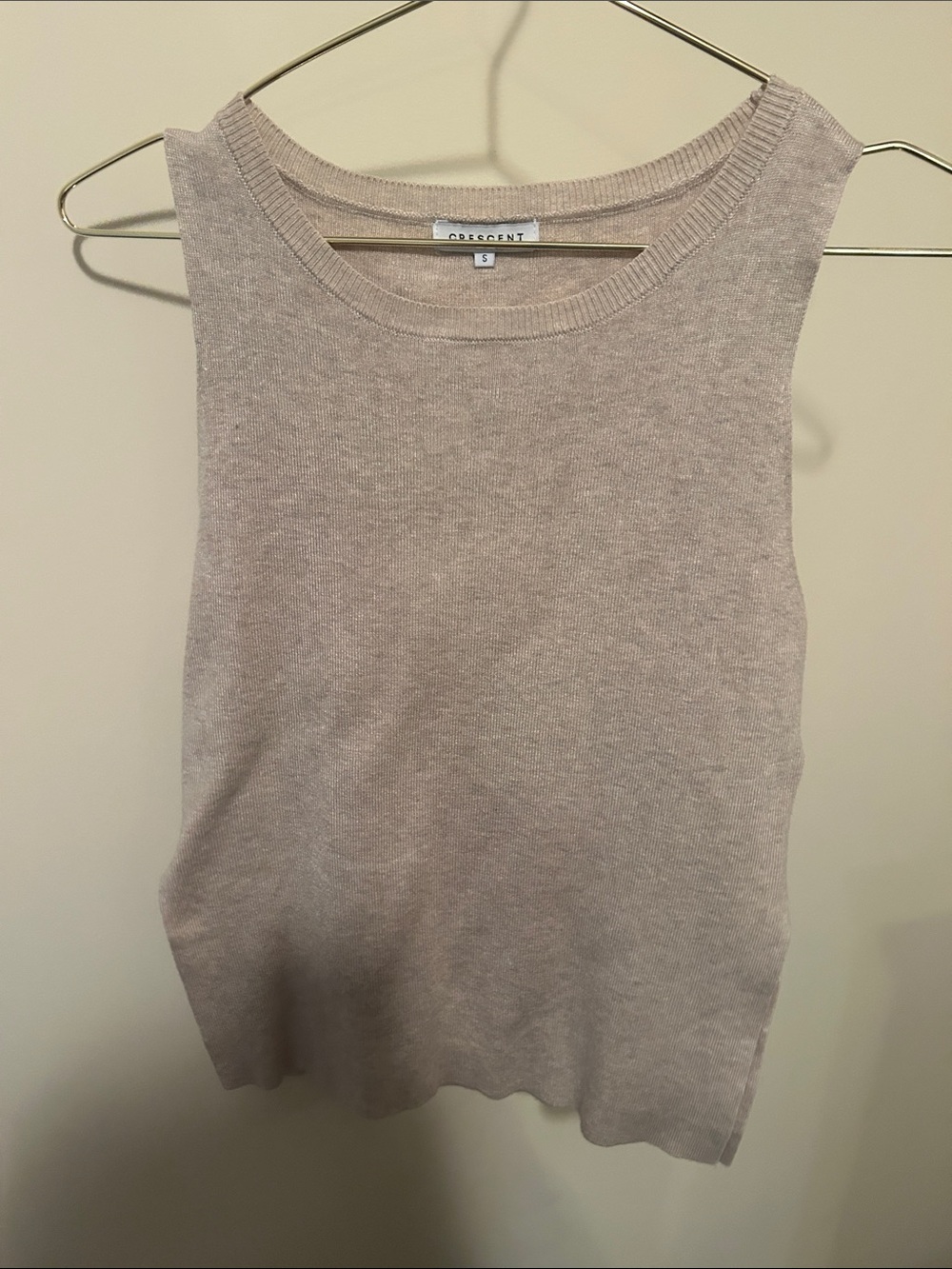 Crescent Neutral Sleeveless Knit Tank - Light Beige size small